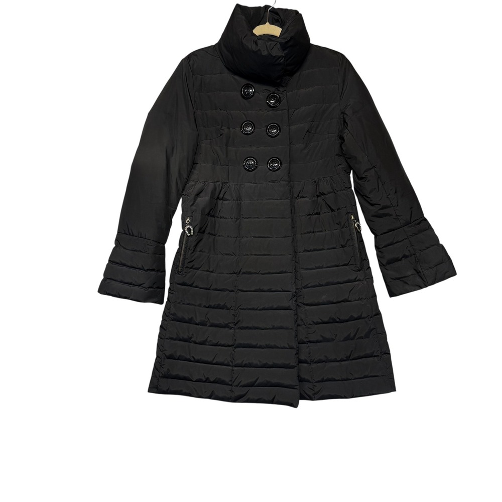 Betsey Johnson Womens‎ Black Puffer Coat Funnel Neck Warm Puffercore Girly S